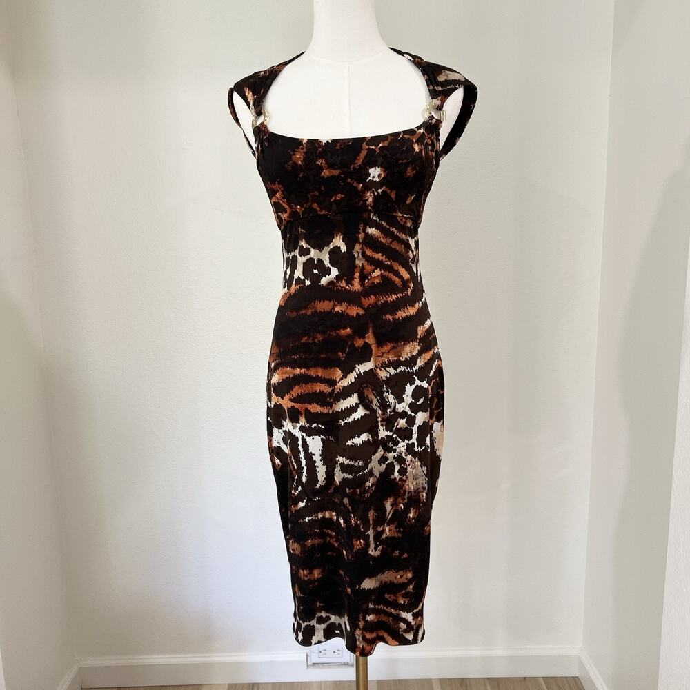 NWT Caché Dress Y2K Vintage XS (0) Animal Print Jersey Shore Clubwear Mob Wife